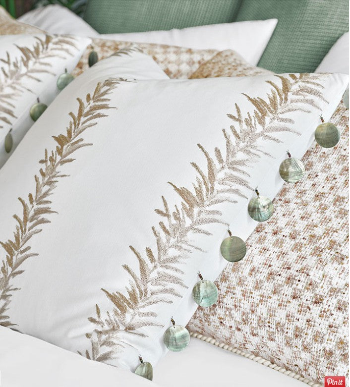 BEADED TRIM DECORATIVE PILLOW