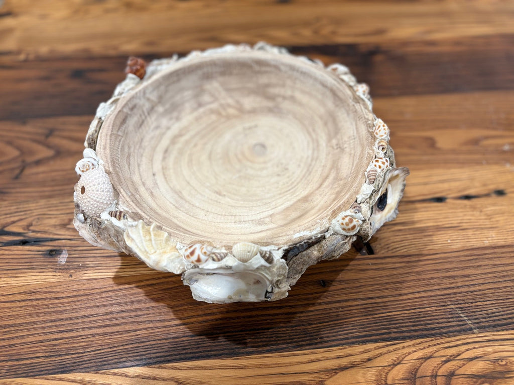 Large Oyster and Seashell Paulonia Dough Bowl